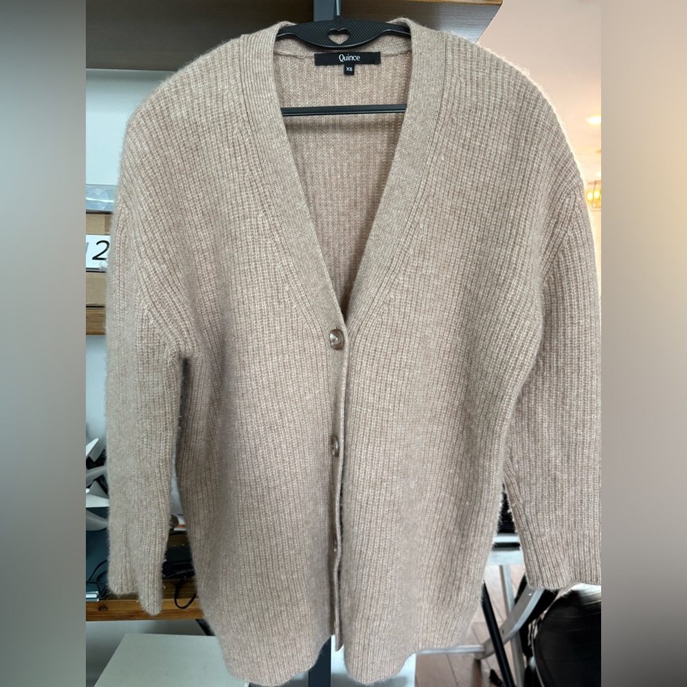 Quince Mongolian Cashmere Oversized Boyfriend Cardigan, XS